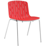 Red Stackable Molded Plastic Dining Side Chair with Chrome Base - Dining Chairs available at Alpine Outlets in Denver