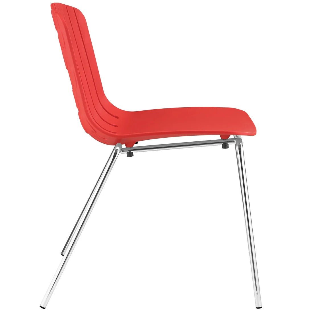 Red Stackable Molded Plastic Dining Side Chair with Chrome Base - Dining Chairs available at Alpine Outlets in Denver
