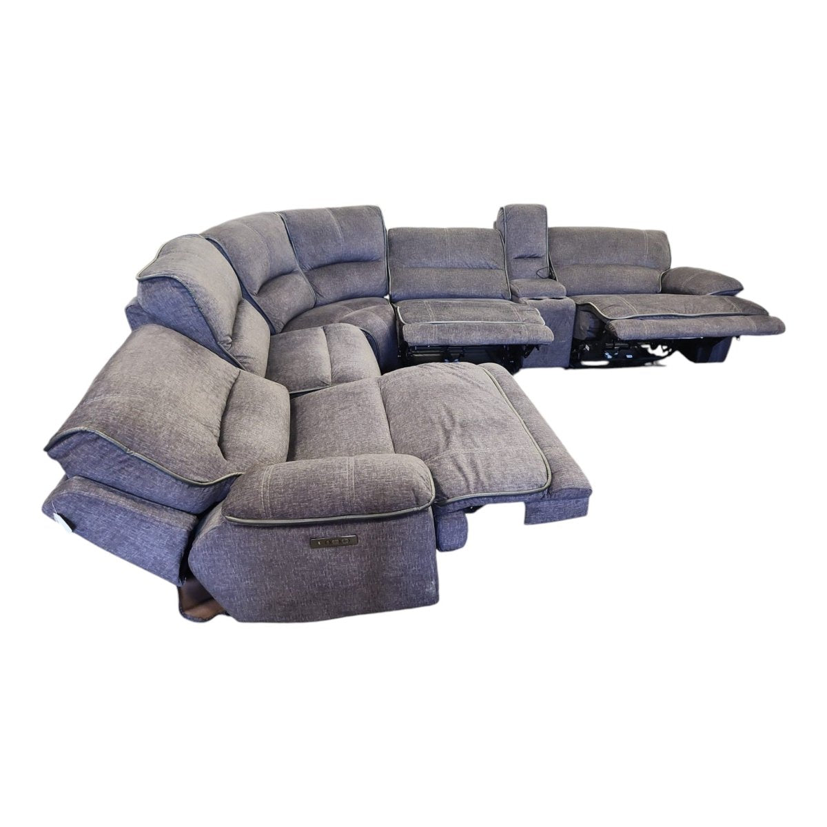 Redding 6 - piece Fabric Power Reclining Sectional with Power Headrest - available at Alpine Outlets in Denver