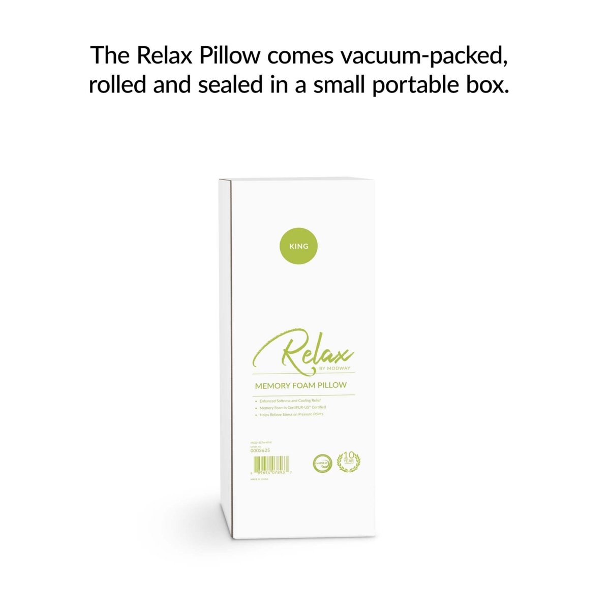 Relax King Size Shredded Memory Foam Pillow in White - Bed Pillows available at Alpine Outlets in Denver