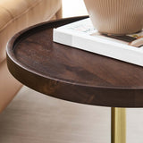 Round Acacia Wood Side Table with Marble Base – 14 Inch - End & Side Tables available at Alpine Outlets in Denver
