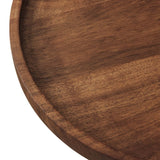 Round Acacia Wood Side Table with Marble Base – 14 Inch - End & Side Tables available at Alpine Outlets in Denver