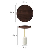 Round Acacia Wood Side Table with Marble Base – 14 Inch - End & Side Tables available at Alpine Outlets in Denver