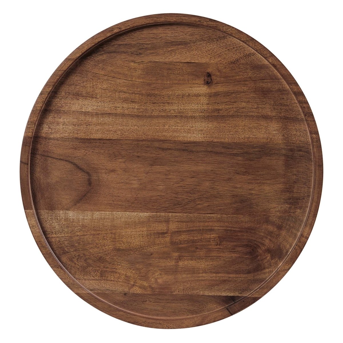 Round Acacia Wood Side Table with Marble Base – 14 Inch - End & Side Tables available at Alpine Outlets in Denver