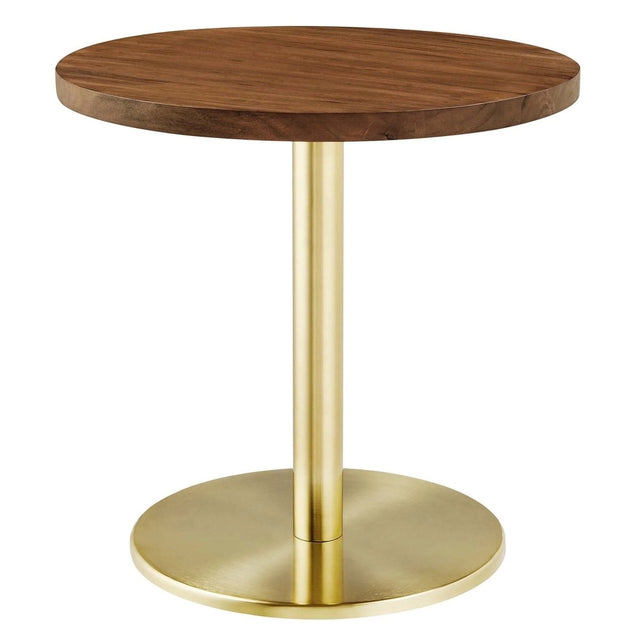 Round Acacia Wood Side Table with Metal Base – 20 Inch - End & Side Tables available at Alpine Outlets in Denver