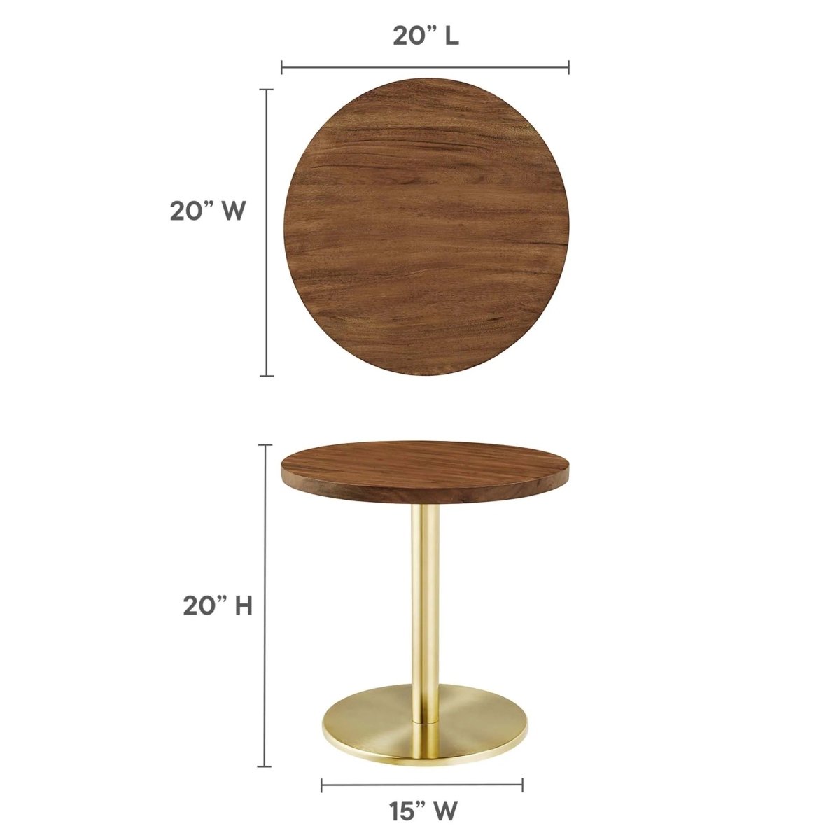Round Acacia Wood Side Table with Metal Base – 20 Inch - End & Side Tables available at Alpine Outlets in Denver
