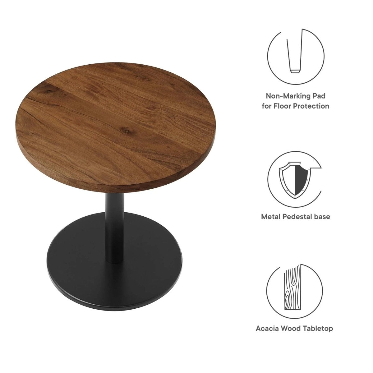 Round Acacia Wood Side Table with Metal Base – 20 Inch - End & Side Tables available at Alpine Outlets in Denver