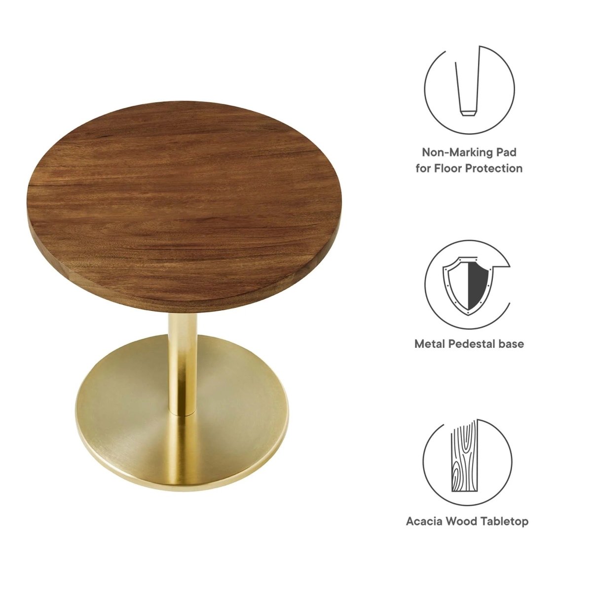 Round Acacia Wood Side Table with Metal Base – 20 Inch - End & Side Tables available at Alpine Outlets in Denver