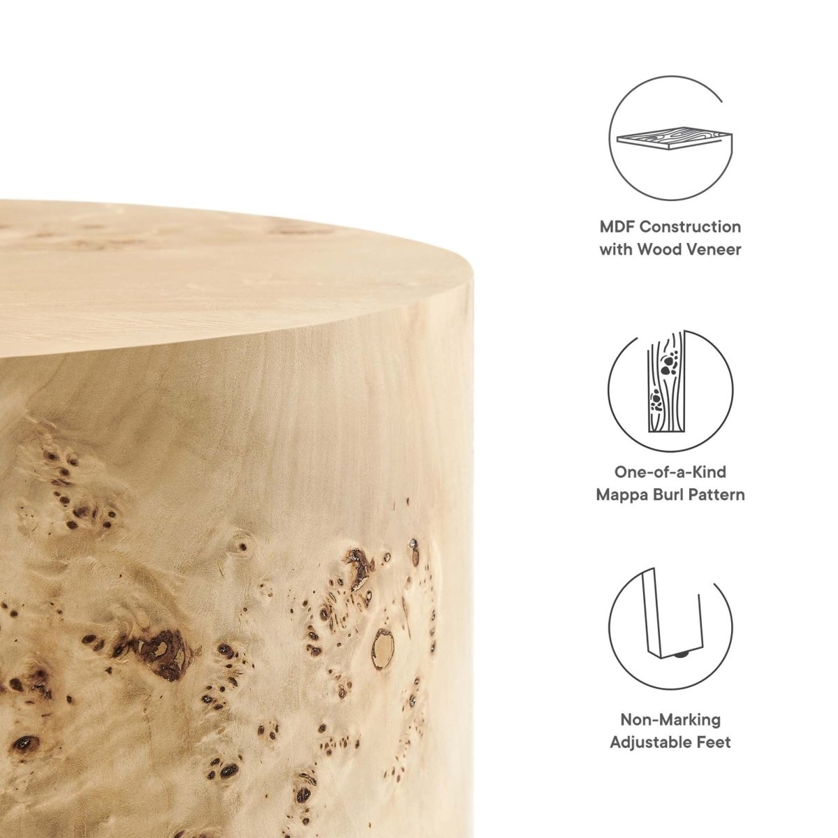 Round Burl Wood Side Table – 16 Inch - End & Side Tables available at Alpine Outlets in Denver