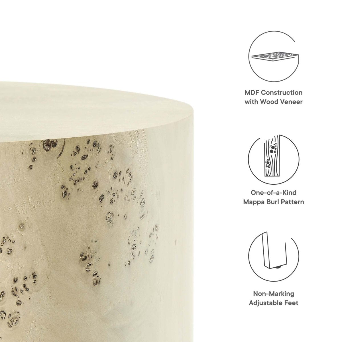 Round Burl Wood Side Table – 16 Inch - End & Side Tables available at Alpine Outlets in Denver