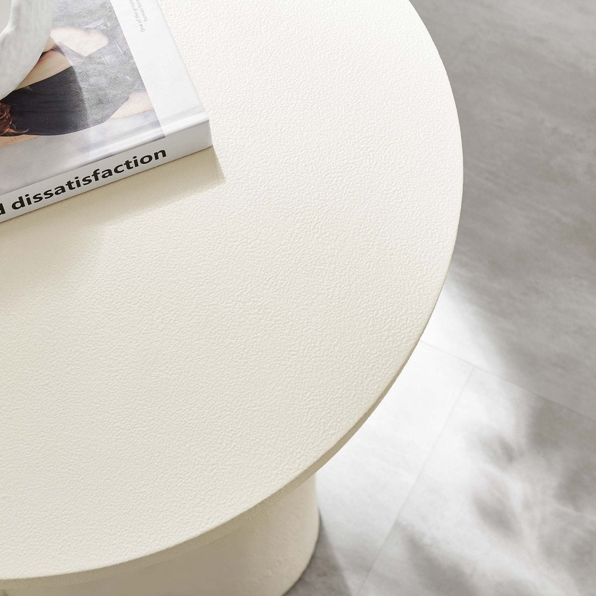 Round Concrete Side Table with Pedestal Base – 18 Inch - End & Side Tables available at Alpine Outlets in Denver