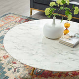 Round Faux Marble Coffee Table with Tripod Base - Coffee Tables available at Alpine Outlets in Denver