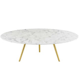 Round Faux Marble Coffee Table with Tripod Base - Coffee Tables available at Alpine Outlets in Denver
