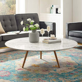 Round Faux Marble Coffee Table with Tripod Base - Coffee Tables available at Alpine Outlets in Denver