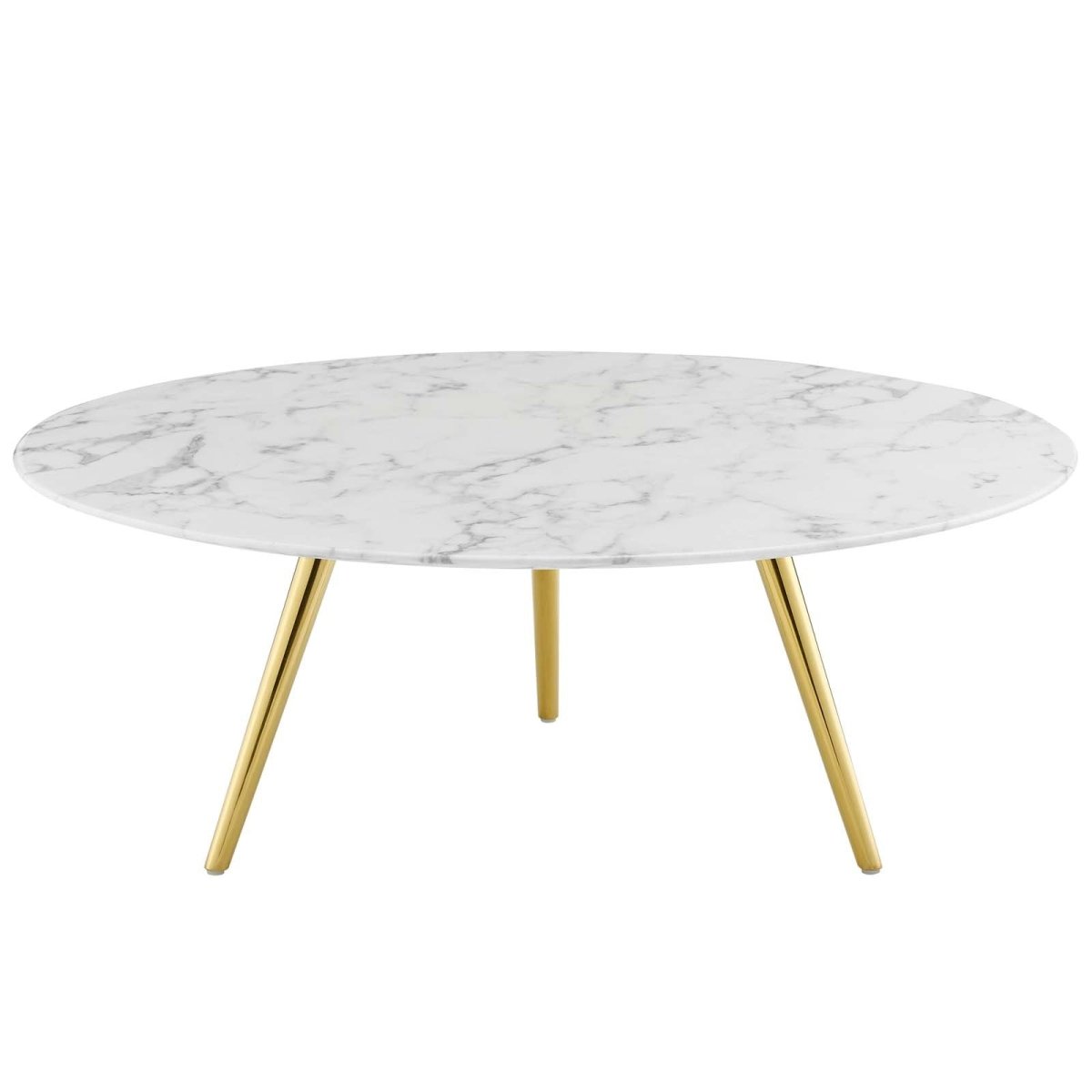 Round Faux Marble Coffee Table with Tripod Base - Coffee Tables available at Alpine Outlets in Denver