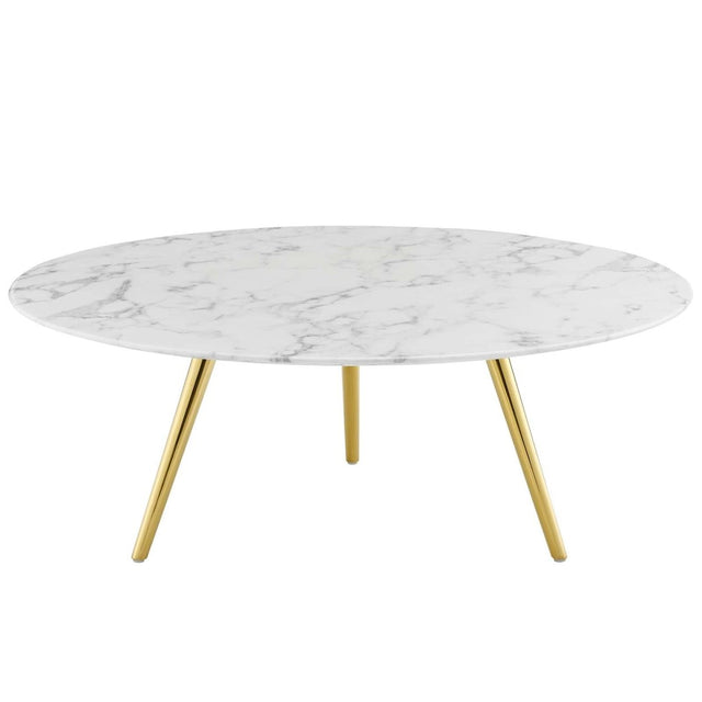 Round Faux Marble Coffee Table with Tripod Base - Coffee Tables available at Alpine Outlets in Denver