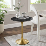 Round Faux Marble Side Table with Pedestal Base – 20 Inch - End & Side Tables available at Alpine Outlets in Denver