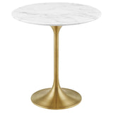 Round Faux Marble Side Table with Pedestal Base – 20 Inch - End & Side Tables available at Alpine Outlets in Denver