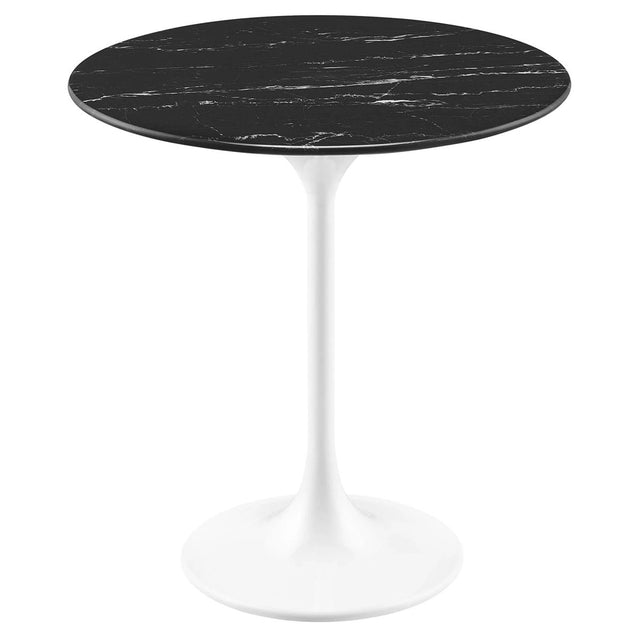 Round Faux Marble Side Table with Pedestal Base – 20 Inch - End & Side Tables available at Alpine Outlets in Denver