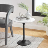 Round Faux Marble Side Table with Pedestal Base – 20 Inch - End & Side Tables available at Alpine Outlets in Denver