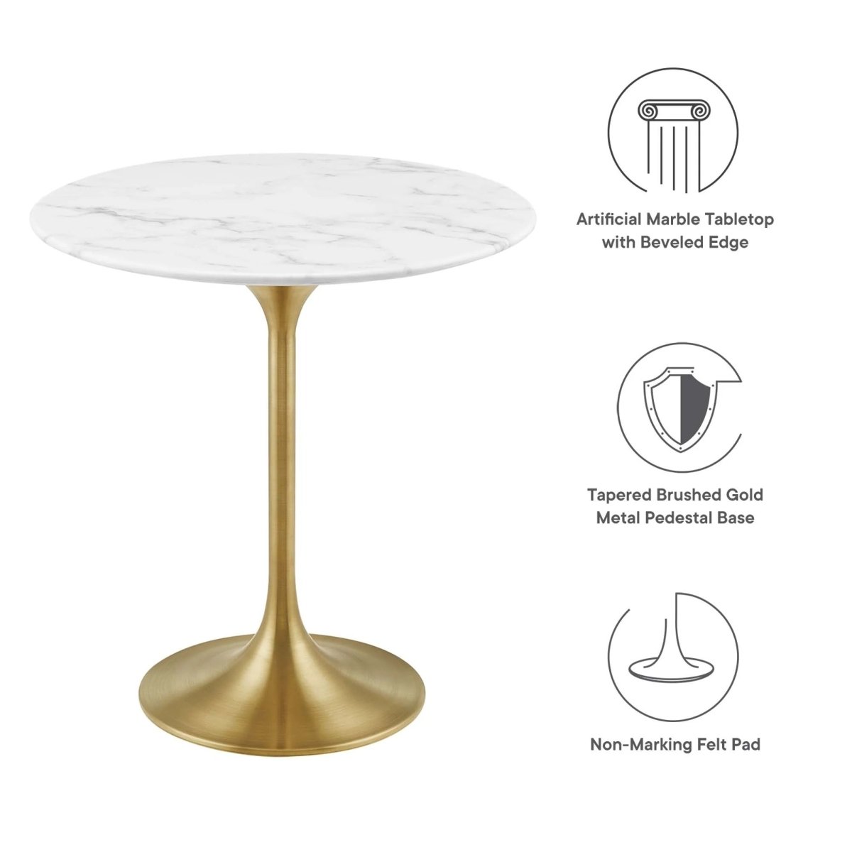 Round Faux Marble Side Table with Pedestal Base – 20 Inch - End & Side Tables available at Alpine Outlets in Denver
