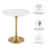 Round Faux Marble Side Table with Pedestal Base – 20 Inch - End & Side Tables available at Alpine Outlets in Denver