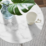 Round Faux Marble Side Table with Pedestal Base – 20 Inch - End & Side Tables available at Alpine Outlets in Denver