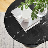 Round Faux Marble Side Table with Pedestal Base – 20 Inch - End & Side Tables available at Alpine Outlets in Denver