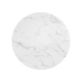 Round Faux Marble Side Table with Pedestal Base – 20 Inch - End & Side Tables available at Alpine Outlets in Denver