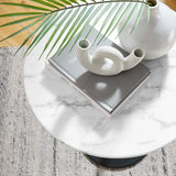 Round Faux Marble Side Table with Pedestal Base – 20 Inch - End & Side Tables available at Alpine Outlets in Denver