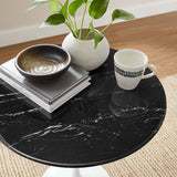 Round Faux Marble Side Table with Pedestal Base – 20 Inch - End & Side Tables available at Alpine Outlets in Denver