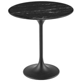 Round Faux Marble Side Table with Pedestal Base – 20 Inch - End & Side Tables available at Alpine Outlets in Denver