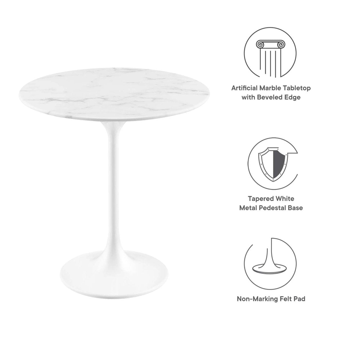 Round Faux Marble Side Table with Pedestal Base – 20 Inch - End & Side Tables available at Alpine Outlets in Denver