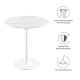 Round Faux Marble Side Table with Pedestal Base – 20 Inch - End & Side Tables available at Alpine Outlets in Denver
