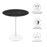 Round Faux Marble Side Table with Pedestal Base – 20 Inch - End & Side Tables available at Alpine Outlets in Denver