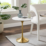 Round Faux Marble Side Table with Pedestal Base – 20 Inch - End & Side Tables available at Alpine Outlets in Denver