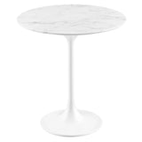Round Faux Marble Side Table with Pedestal Base – 20 Inch - End & Side Tables available at Alpine Outlets in Denver