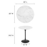 Round Faux Marble Side Table with Pedestal Base – 20 Inch - End & Side Tables available at Alpine Outlets in Denver