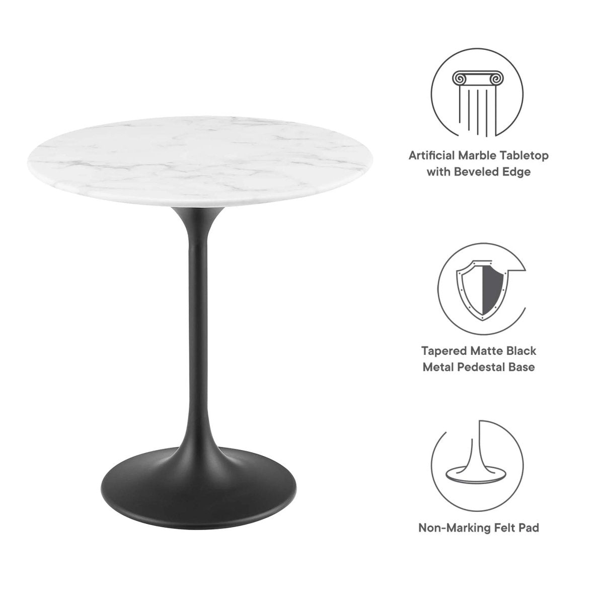 Round Faux Marble Side Table with Pedestal Base – 20 Inch - End & Side Tables available at Alpine Outlets in Denver