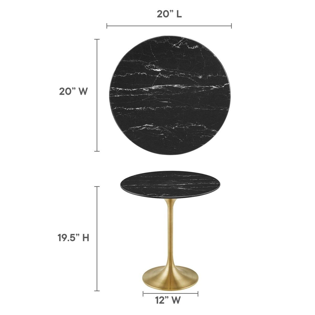 Round Faux Marble Side Table with Pedestal Base – 20 Inch - End & Side Tables available at Alpine Outlets in Denver