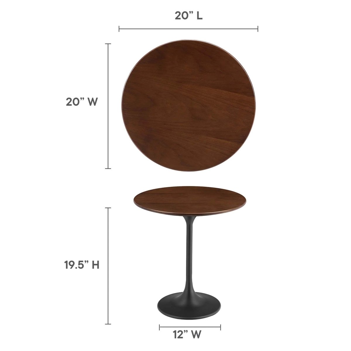 Round High Gloss Side Table with Pedestal Base – 20 Inch - End & Side Tables available at Alpine Outlets in Denver