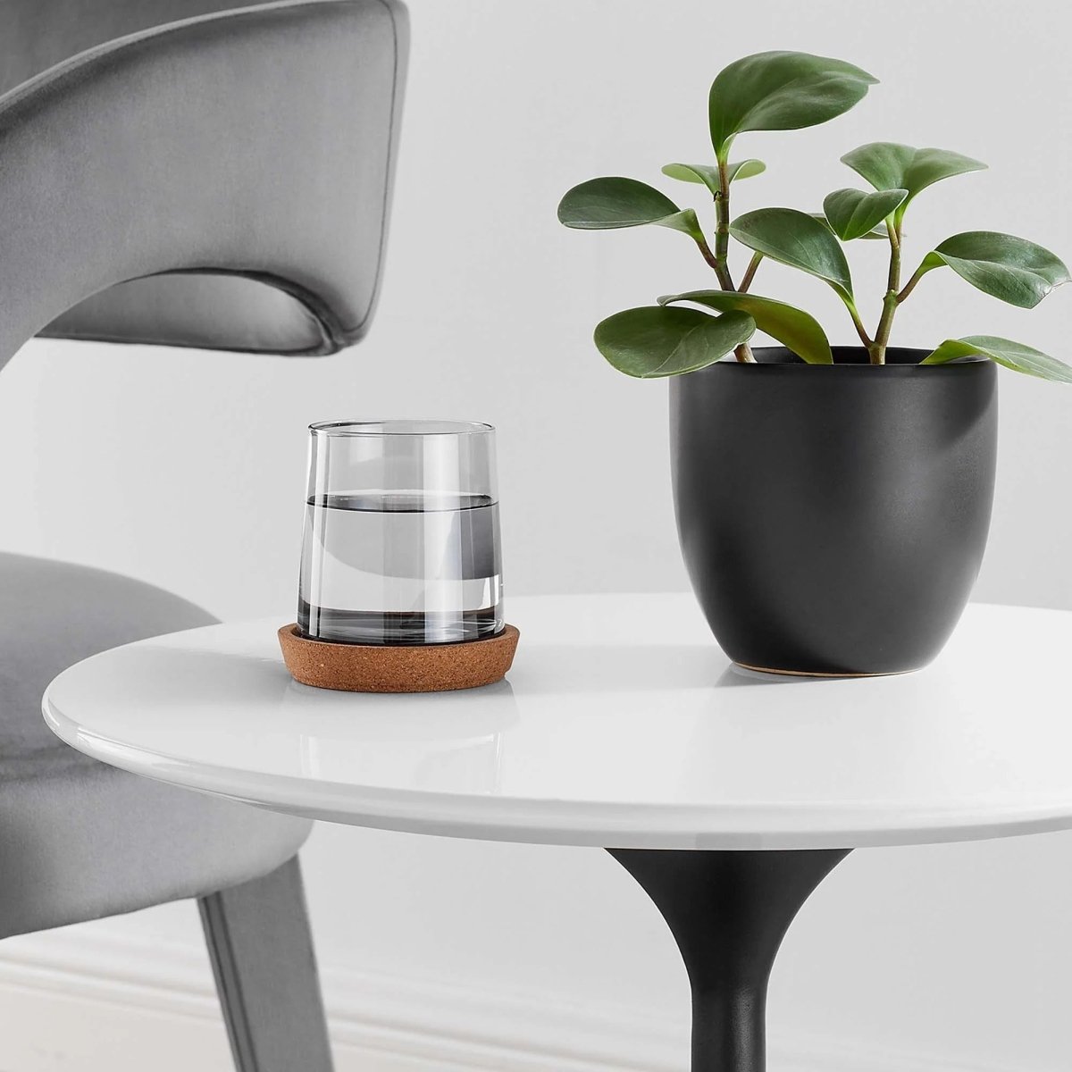 Round High Gloss Side Table with Pedestal Base – 20 Inch - End & Side Tables available at Alpine Outlets in Denver