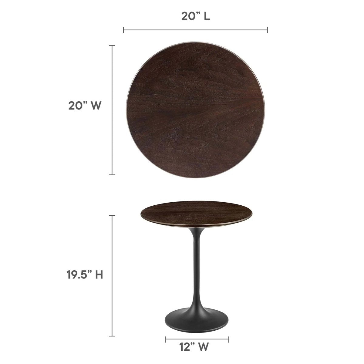 Round High Gloss Side Table with Pedestal Base – 20 Inch - End & Side Tables available at Alpine Outlets in Denver