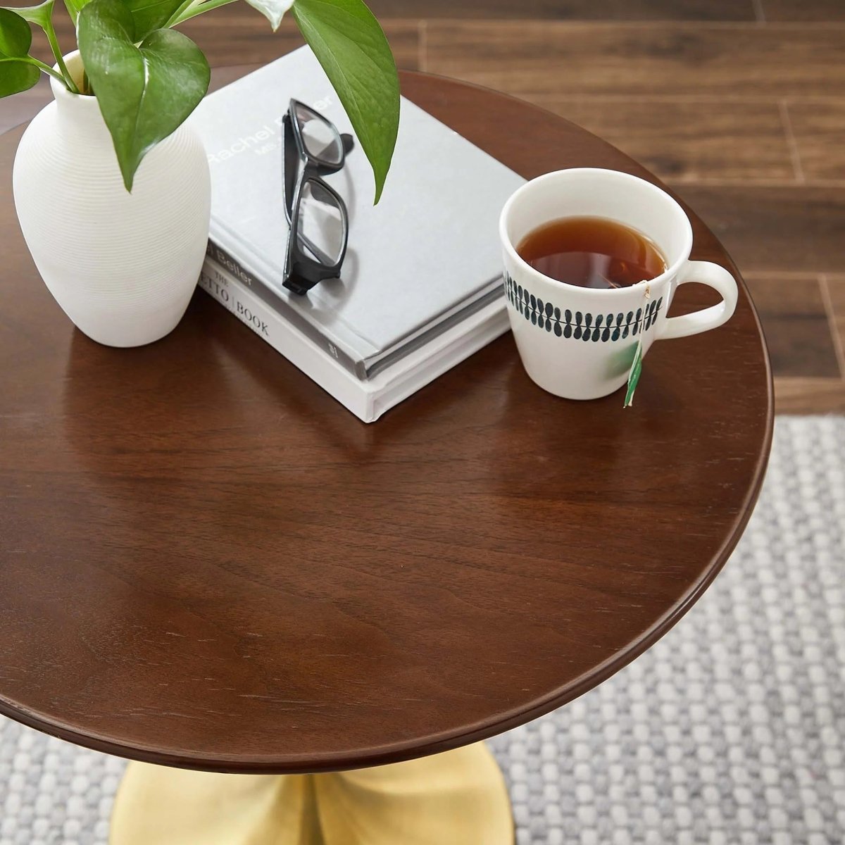 Round High Gloss Side Table with Pedestal Base – 20 Inch - End & Side Tables available at Alpine Outlets in Denver