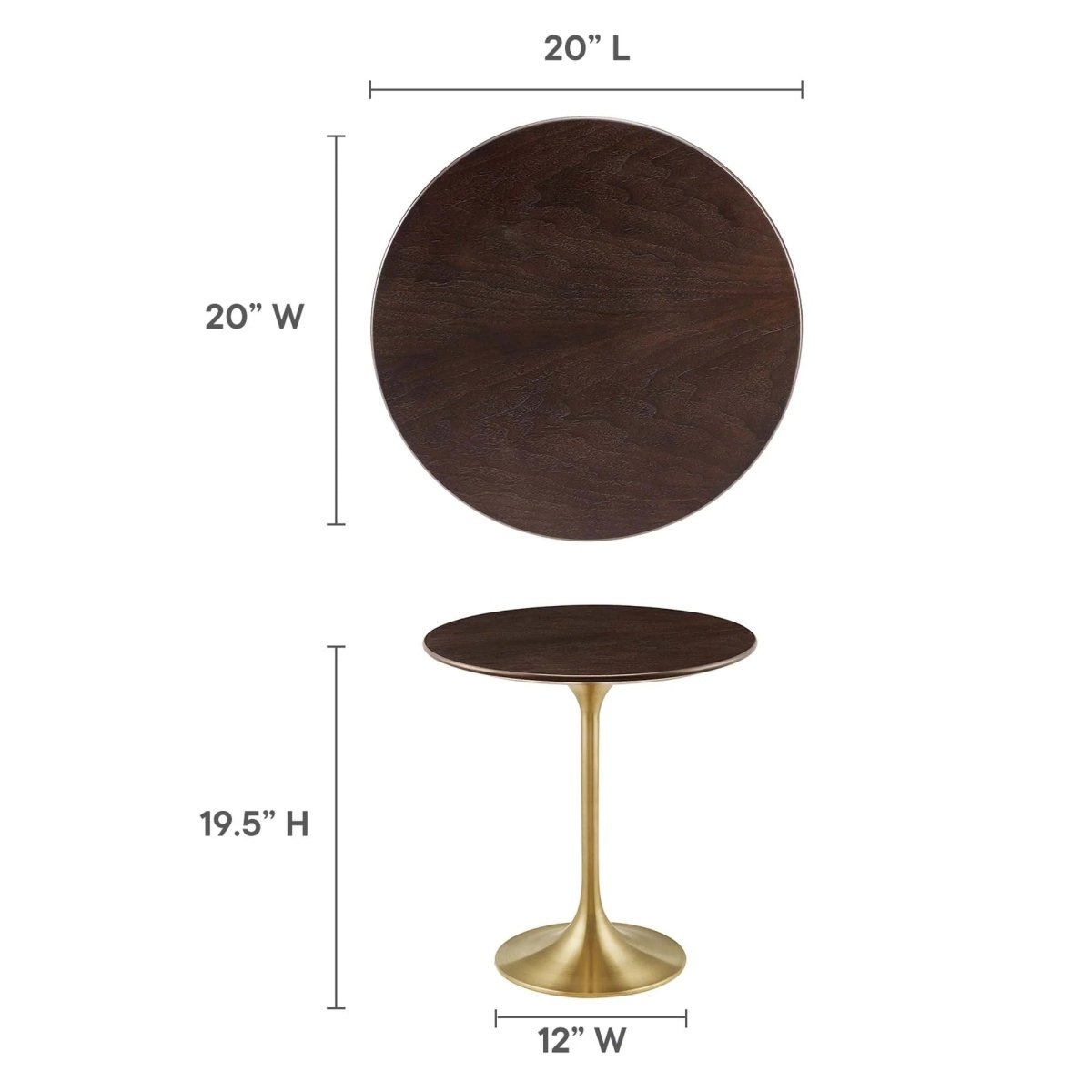 Round High Gloss Side Table with Pedestal Base – 20 Inch - End & Side Tables available at Alpine Outlets in Denver