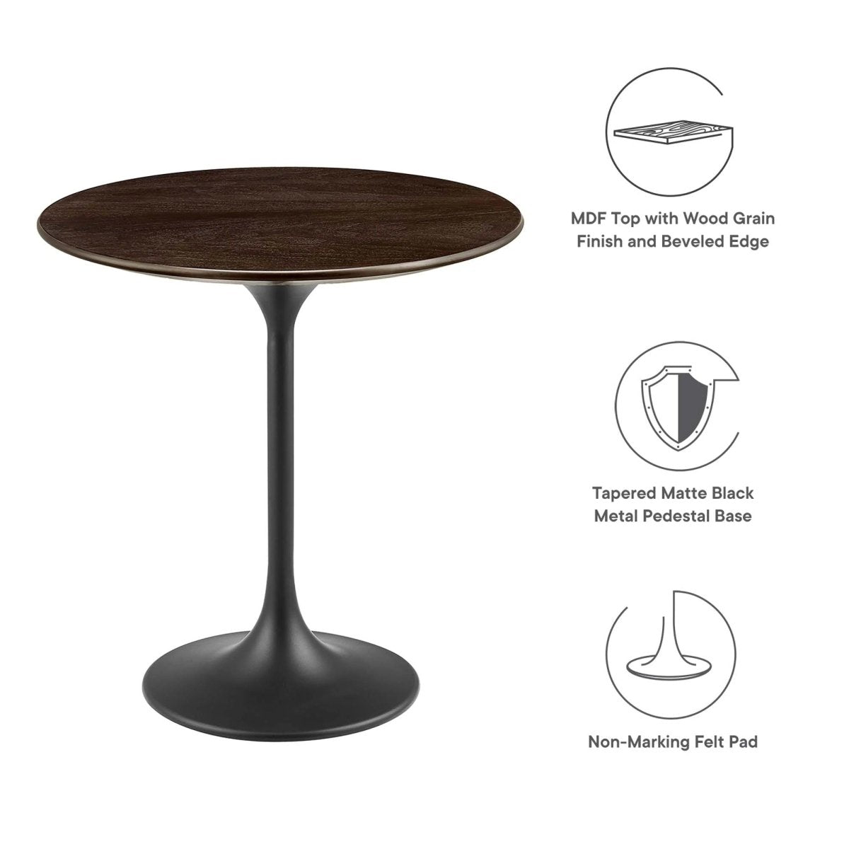 Round High Gloss Side Table with Pedestal Base – 20 Inch - End & Side Tables available at Alpine Outlets in Denver