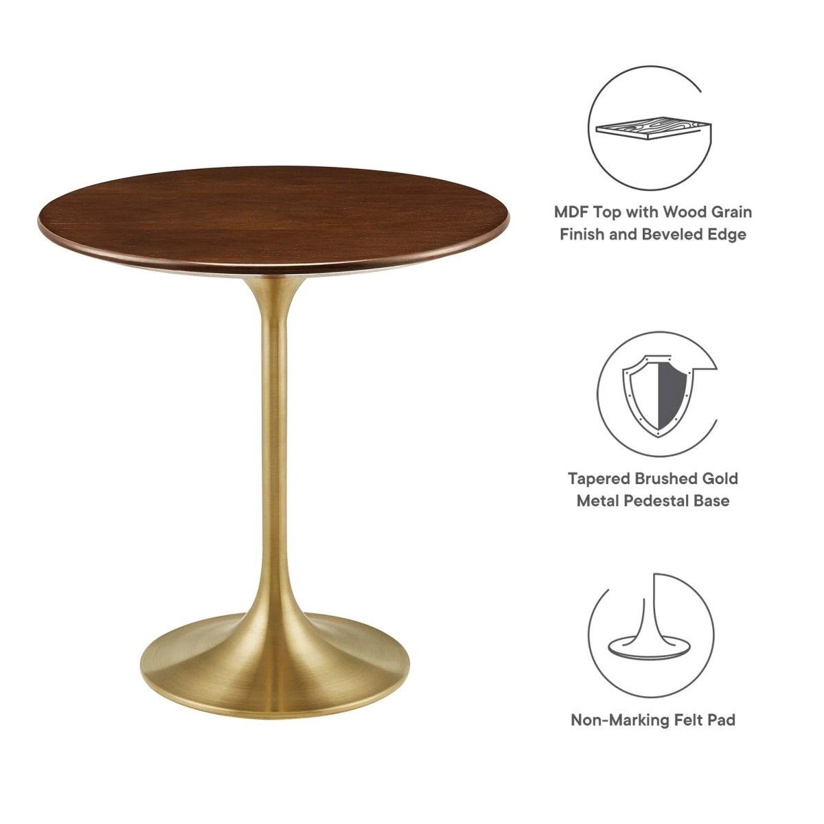 Round High Gloss Side Table with Pedestal Base – 20 Inch - End & Side Tables available at Alpine Outlets in Denver
