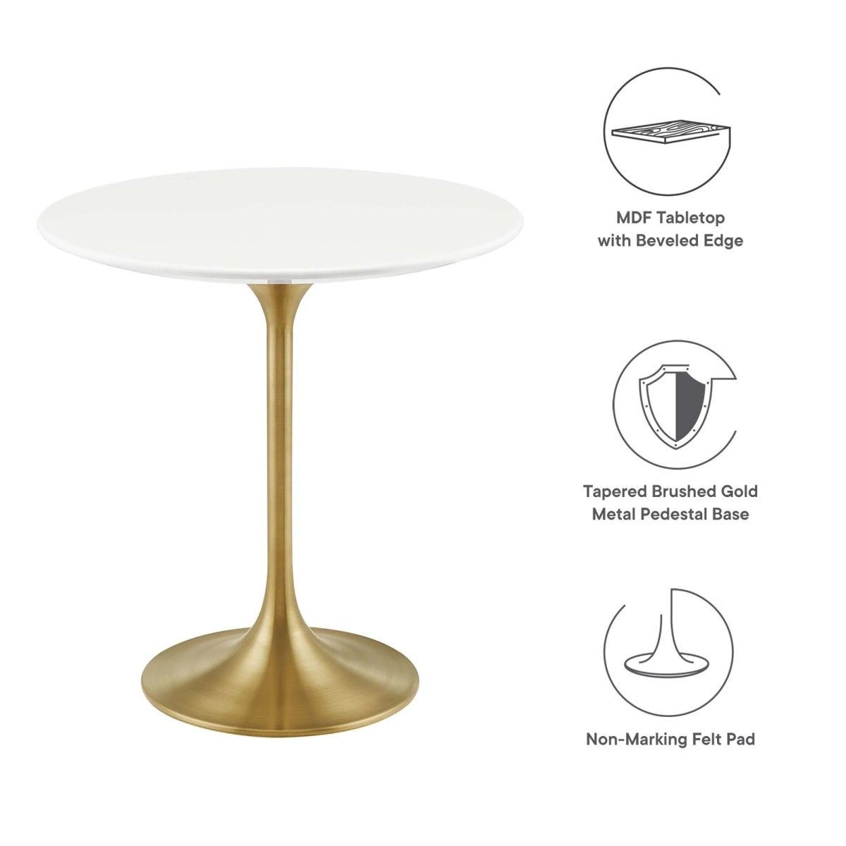 Round High Gloss Side Table with Pedestal Base – 20 Inch - End & Side Tables available at Alpine Outlets in Denver