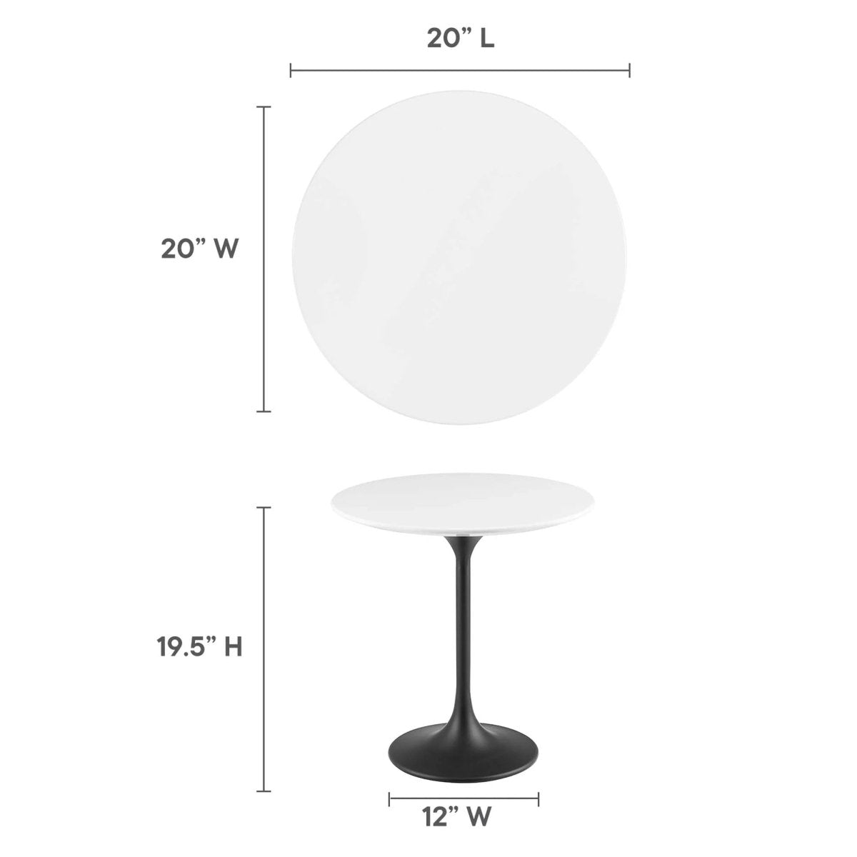 Round High Gloss Side Table with Pedestal Base – 20 Inch - End & Side Tables available at Alpine Outlets in Denver