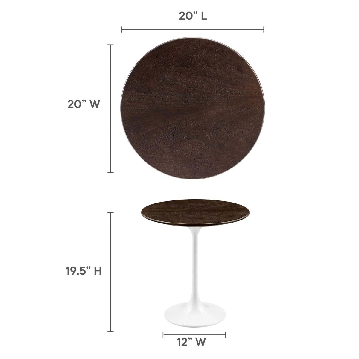 Round High Gloss Side Table with Pedestal Base – 20 Inch - End & Side Tables available at Alpine Outlets in Denver